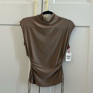 Open Edit Brown Shiitake cut out top, brand new, size M